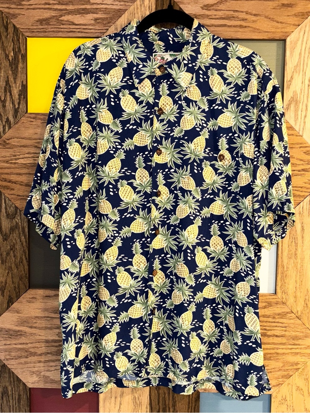 Vintage Tori Richard Shirt Mens Large Pineapple Hawaiian Y2K Resortwear Camp Top
